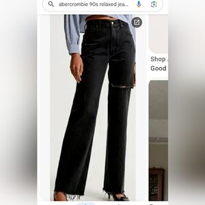 NWT Abercrombie & Fitch Curve Love 90s Relaxed High Rise Jeans Black Size 16